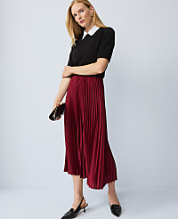 Satin Pleated Midi Skirt carousel Product Image 1