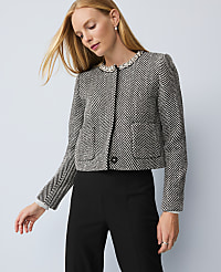 Embellished Herringbone Cropped Jacket carousel Product Image 1