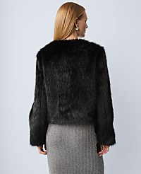 Petite Faux Fur Crew Neck Jacket carousel Product Image 3