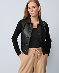 Mixed Media Collared Jacket carousel Product Image 1