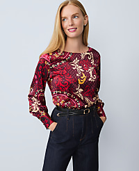 Paisley Satin Boatneck Popover carousel Product Image 1