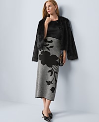 Herringbone Floral Jacquard Sweater Skirt carousel Product Image 1