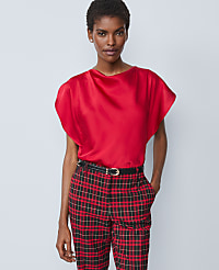Petite Draped Satin Blouse carousel Product Image 1