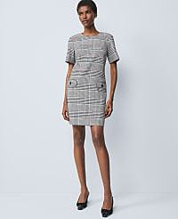 Plaid Button Pocket Shift Dress carousel Product Image 1