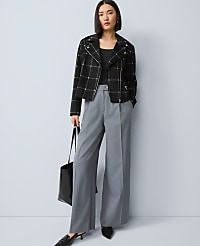 The Petite Fitted Moto Jacket in Windowpane carousel Product Image 3