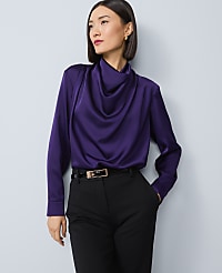 Mixed Media Cowl Neck Blouse carousel Product Image 1