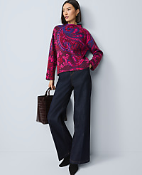 Petite Paisley Jacquard Mock Neck Sweater carousel Product Image 3