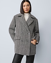Herringbone Double Breasted Peacoat carousel Product Image 4