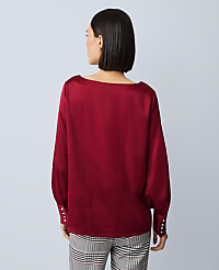 Petite Satin Boat Neck Popover carousel Product Image 2
