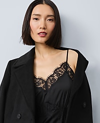 Petite Lace Trim Satin Slip Midi Dress carousel Product Image 4