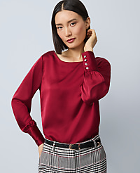 Satin Boat Neck Popover carousel Product Image 1