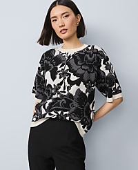 Floral Jacquard Sweater Tee carousel Product Image 1