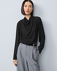 Mixed Media Cowl Neck Blouse carousel Product Image 1