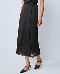 Satin Lace Hem Wrap Skirt carousel Product Image 2