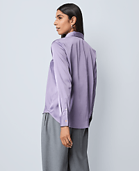 Petite Pinstriped Satin Essential Shirt carousel Product Image 2