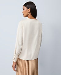 Petite Satin Boat Neck Popover carousel Product Image 2