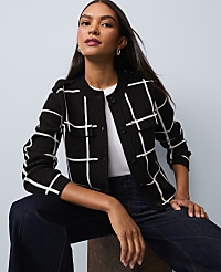 Petite Windowpane Utility Sweater Jacket carousel Product Image 1