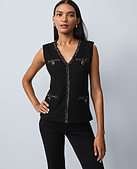 Tweed Trim Sleeveless Top carousel Product Image 1