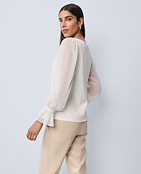 Mixed Media Pleated Sleeve Top carousel Product Image 2