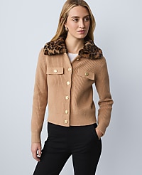 Weekend Faux Fur Trim Ribbed Jacket carousel Product Image 2