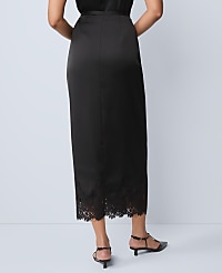 Satin Lace Hem Wrap Skirt carousel Product Image 3