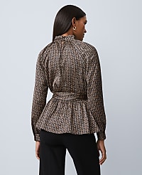 Chain Link Print Tie Waist Blouse carousel Product Image 2