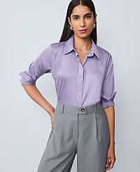 Pinstriped Satin Essential Shirt carousel Product Image 1