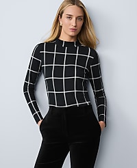 Windowpane Mock Neck Top carousel Product Image 1
