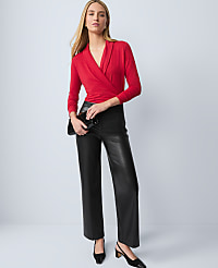 Shawl Collar Wrap Top carousel Product Image 3