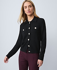 Petite Embellished Collared Cardigan carousel Product Image 1