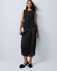 Satin Lace Hem Wrap Skirt carousel Product Image 4
