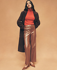 The Grace Straight Pant in Faux Leather carousel Product Image 5