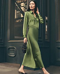 Satin Bias Midi Slip Skirt carousel Product Image 1
