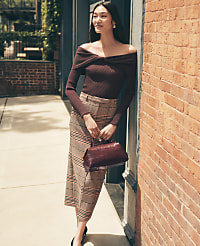 The Petite Trouser Column Midi Skirt in Plaid carousel Product Image 1