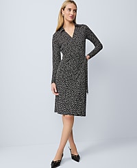Petite Dotted Knit Wrap Dress carousel Product Image 1