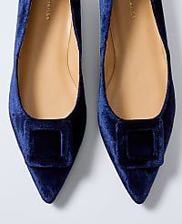 Velvet Pointy Toe Buckle Flat carousel Product Image 1