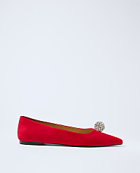 Pointy Toe Embellished Suede Flat carousel Product Image 2