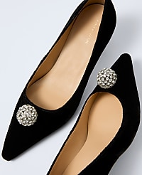 Velvet Embellished Kitten Heel Pump carousel Product Image 2