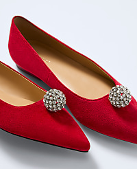 Pointy Toe Embellished Suede Flat carousel Product Image 1