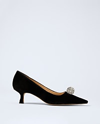 Velvet Embellished Kitten Heel Pump carousel Product Image 1
