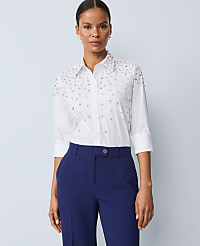 Petite Embellished Relaxed Perfect Shirt carousel Product Image 1
