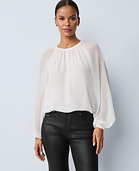 Shirred Crew Neck Blouse carousel Product Image 1
