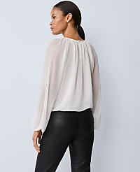 Shirred Crew Neck Blouse carousel Product Image 2