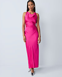 Halter Bias Satin Maxi Dress carousel Product Image 1