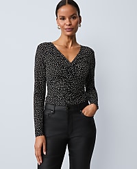 Dotted V-Neck Top carousel Product Image 1