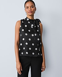 Dotted Tie Neck Halter Top carousel Product Image 1