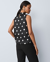 Dotted Tie Neck Halter Top carousel Product Image 2