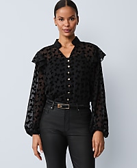 Petite Ruffle Trim Blouse carousel Product Image 1