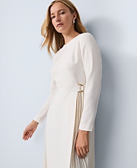 Pleated Crepe Flare Dress carousel Product Image 3