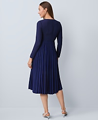 Pleated Crepe Flare Dress carousel Product Image 2
